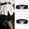 Ceintures femmes mode élasticité taille sangle rétro boucle couleur unie ceinture tout-match manteau dames large Harajuku ceinture formelle T8NB