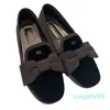 Scarpe basse in velluto firmate Ballerine vintage con papillon per mocassini da donna