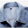 Frühling Sommer Halbarm Frauen Kragen Distressed Mantel Damen gewaschene abgeschnittene Jeansjacke Mädchen zerrissene Jean Cardigan Schal 240117