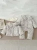 Jackets Winter New Baby Girl Warm Coat Cotton Infant Large Lapel Floral Padded Jacket Plus Velvet Thick Kids Cardigan ldren Clothing H240508