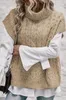 Kvinnors tröjor Summer Turtleneck Jumper Woven Short Sleeve Tops Women Solid Color Texture Pullover Tröja