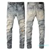 2024SS new European and American men's designer hip-hop jeans high street fashion tide brand cycling motorcycle wash patch letter loose fit pants High Quality