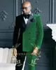 Erkekler Siyah Yeşil Kadife Mens Çift Kruvaze Kostüm Mariage Homme Düğün Smokin Damat Erkekler İçin Smokin (Ceket Pantolon)