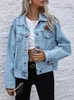 Benuynffy Turndown Collar Loose Denim Jacket Women Spring och Autumn Single Breasted Female Outwear Casual Jean Coats Jackets 240117