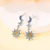 Boucles d'oreilles créatives en argent sterling S925, étoile bleue, lune, soleil, longues pour femmes, accessoires de bijoux de voyage, cadeau d'anniversaire d'amitié