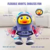 Baby Duck Toy Musical Interactive Toy Electric ze światłami i dźwiękami tańczące elementy kosmiczne robota dla niemowląt dzieci prezenty 240117