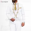 Modedräkter för män Slim Fit Luxury Party Dinner Wedding Groom Tuxedos Custom Standup Collar Jacket Vest Pants 3 Pieces Set 240117
