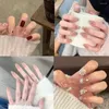 False Nails Cat's Eye Christmas French Fake Detachable Wearable Manicure Square Head Nail Tips Full Cover Ballerina Girl