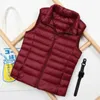 Mode Herfst Stand Kraag Eendendons Vest Vrouwen Elegant Solid Eenvoudige Rits Jassen Casual Warme Vesten Dames Wit 240117