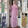 Roupas étnicas Chiffon Plissado Vestidos de Manga Longa para Mulheres Muçulmanas Modest Abaya Turquia Kaftan Dubai Árabe Robe Islâmico Abayas Ramadan Eid