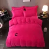 Ensembles de literie de luxe de créateurs 4pcs / ensemble Couleur solide Velvet Queen King Size Duvet Cover Lit Sheet de mode