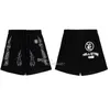 Hellstar Graphic Tee Shorts Hellstar Designer Abbigliamento da uomo nero Domande in tessuto lavato in tessuto graffiti Lettering stampato stampato vintage sciolto maschi Shorts