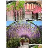 Flores decorativas grinaldas 100 pcs flor de seda artificial elegante wisteria videira densa para jardim casamento festa festiva decoração s dhrol