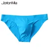 Sexy roupa interior masculina briefs shorts cueca fina seda de gelo baixa cintura calcinha sólida u conve bolsa sem costura cuecas plus size gx002 240117