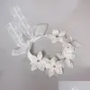 Acessórios de cabelo Kid White Lace Baby Headbands para menina bonito bowknot banda elástica infantil turbante nascido headwear drop entrega crianças mater dh0lu