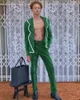 Men's Suits Green Men Suit Two-piece(Jacket Pants) Set With Petal Collar Design Handsome Fashionable Male Clothing