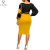 Casual Dresses Vazn 2024 Tryckt Lady Mid Long Dress Women Fashion High Street Style Sleeve V Neck