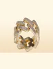 Biżuteria męska bioder biodrowe biżuterii mrożone złote pierścionki luksusowe złoto plisowane modne pierścienie 28758748401