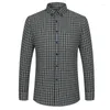 Men's Casual Shirts Mens Plaid Washed Brushed Long Sleeve Easy Care Comfortable Cotton Fashion Slim Fit Button Down Clothe