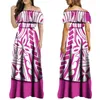 Casual Dresses High Quality Polynesian Tribal Print Custom Women'S One-Shoulder Dress Midi Party
