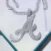 Diseñador de joyas Hip Hop Plata de ley 925 VVS Moissanite Número de diamante Nombre Colgante inicial Para hombre Helado hacia fuera Letra personalizada ColganteHipHop