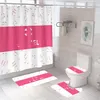 최고 클래식 레터 인쇄 샤워 커튼 세트 디자이너 카펫 4 조각 세트 화장실 커버 바닥 매트 욕실 비 슬립 매트 세트