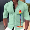 Men's Casual Shirts Fashion High Definition Parrot Print Long Sleeve Solid Color Shirt Design Simple Soft And Comfortable Fabric Top