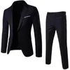 Costumes pour hommes 1 ensemble hommes costume fine touche beau usage quotidien poches de couleur pure blazer pantalon vêtements