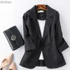 Women's Suits Blazers Cotton Linen Blazer Jacket Women Summer Outwear High Quality Solid Single Button Notched Blazer Suits Three Quarter Sleeve TopL240118