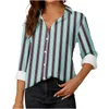 Camicette da donna Camicie a maniche lunghe autunno Office Lady Risvolto Camicetta stampata a righe Elegante Top Abbigliamento Donna Top Camisas De Mujer