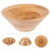 Dinnerware Sets Rubber Wood Salad Bowl Cone Shaped Wooden Cushions For Living Room Fruit Noodle Bowls