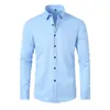 Men's Casual Shirts 6XL 2024Spring And Autumn Shirt Fashion No Iron Fitted Luxury Solid Large Sleeves Elastic Business Versatile