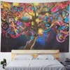 Tapisseries Arbre psychédélique impression 3D tapisserie murale suspendue hippie chambre art décoration couverture draps de lit bohème homevaiduryd