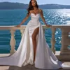 Abito da sposa sexy sirena scollo a cuore abito da sposa spacco laterale alto treno staccabile per le donne abiti da festa su misura