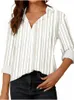 Camicette da donna Camicia a righe con stampa Office Lady Donna 2024 Primavera Autunno Colletto rovesciato Camicie a maniche lunghe per