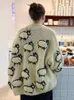 Kvinnors stickor Kvinnor 3D Lammstickat Cardigans Coat Elegant Long Lantern Sleeve Loose Winter Wram Sweaters Kvinna Plus Size Streetwear