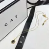 Bruine luxe hanger ketting klassiek logo charme cadeau ketting verjaardag bruiloft sieraden lange ketting doos verpakking boetiek roestvrijstalen ketting