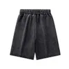 Men's shorts designer pants with elastic band design, washed black women's sports pants with letter printing