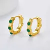 Stud Green Agate 925 SterlSilver Simple Circle Hoop Boucles d'oreilles pour femmes 18K Gold Minimalisme Petite EarrFine Jewel 2023 Nouveau cadeau J240118