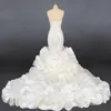 2024 Eleganti abiti da sposa sirena di raso Nuova arruffato Cappella da sposa Cappella sexy Neck Long Train Tulle White Boho fatto su misura per le dimensioni Vestitidos de nobu 403