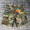 Camouflage Splicing Leer G Letter Gewassen Retro Heren Dames Shorts Zomer 230826