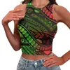 Débardeurs pour femmes Polynésien Tribal Tongan Totem Tatouage Tonga Imprimés Colorés Design Spice Girl Sans Manches Taille Haute Gilet Crop Tops Casual