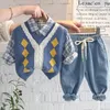 Ensembles de vêtements 2024 coréen bébé garçon automne pour enfants coton mode pantalon chemise gilet 3pc enfants vêtements costume 1-5 ans