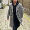 Abrigos de otoño e invierno, chaquetas para hombre, tela de lana a cuadros de moda europea y americana, chaquetas de longitud media, chaquetas para hombre