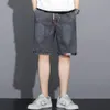 夏の男性デニムショーツドローストリングルーズY2Kファッションポケットストリートウェアヒップホップ男性ジーンズショートスウェットパンツS-5XL 240117