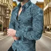 Men's Casual Shirts Men Spring Summer Shirt Turn-down Collar Single-breasted Slim Fit Long Sleeve Buttons Soft Breathable Flower Print