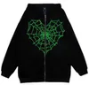 Kleurrijke Spider Web Street Hip Hop Gothic Harajuku Y2k Zwarte Rits Hoodie Dames Harajuku Jas Hoodie Dames