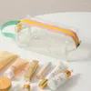 Bolsas de cosméticos Ins bolsa de almacenamiento transparente, estuche para lápices de lavado, suministros escolares, maquillaje de gran capacidad con bolsa portátil de PVC