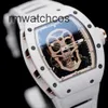 Lyxklockor Replicas Richardmill Automatic Movement Wristwatches Richardmill RM5201 Skeleton Head White Ceramic Manual Mechanical Full Hollow Movem X29V