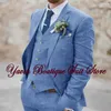 Costumes pour hommes 3 pièces coupe ajustée revers cranté un boutonnage deux boutons Blazer gilet pantalon ensemble fête de mariage